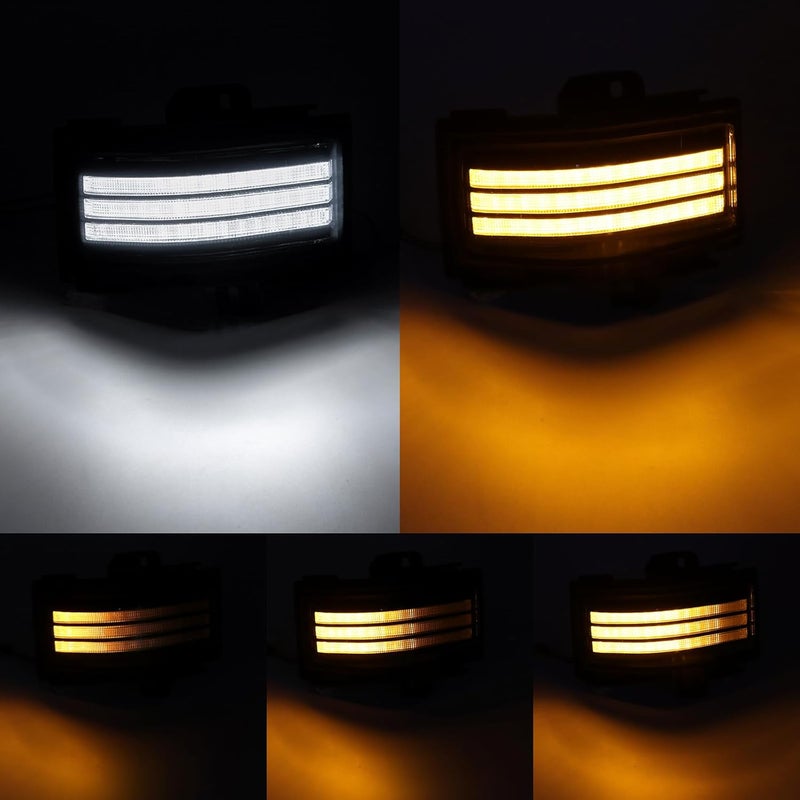 Aexploer Side Tow Mirror Turn Signal LED Lights Compatible with F150 2015-2025 for F250 F350 F450 2017-2025 White Daytime Running &Yellow Dynmaic Sequential Blink Turn Marker Lamp (Clear Len) - Image 2